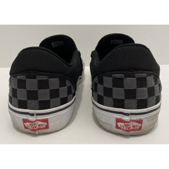 Vans Men's 11.5 Asher Deluxe Sneaker Classic Slip On Checkerboard Black Gray - Picture 3 of 11